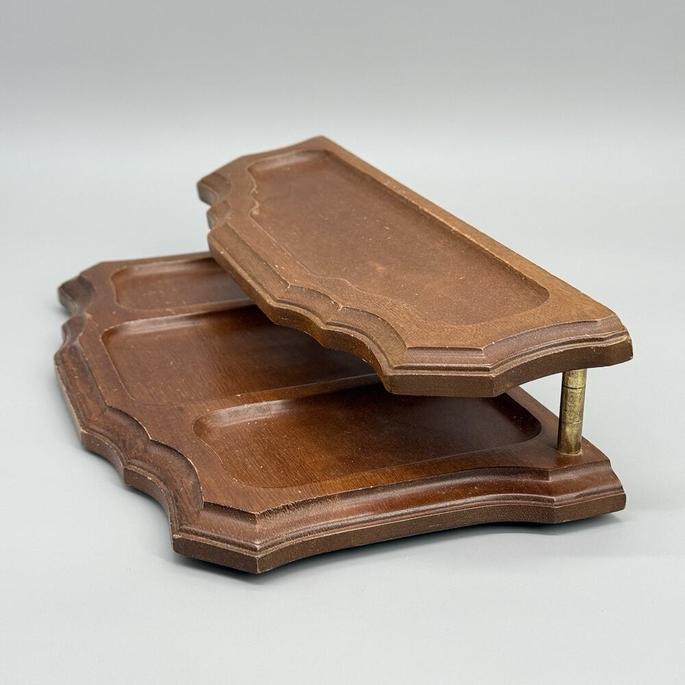 Vintage Wooden Dresser Desk Top Organizer 2 Tier Valet Mid Century 12 x 5.75 x 3 - Picture 4 of 9